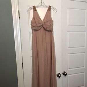 Calvin Klein pink with beige overlay gown